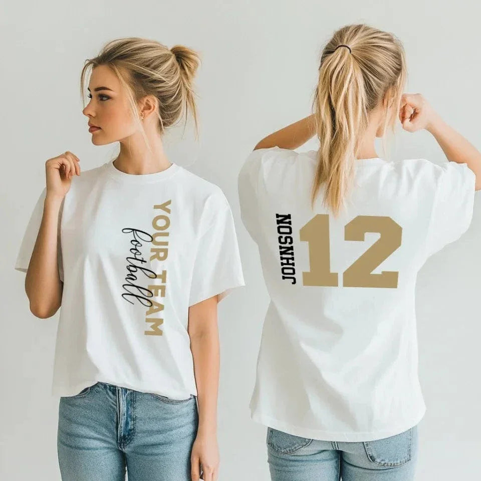 Game Day - Personalised Name And Number 2 Sided T-Shirt - A Gift For Football Supporters,Players