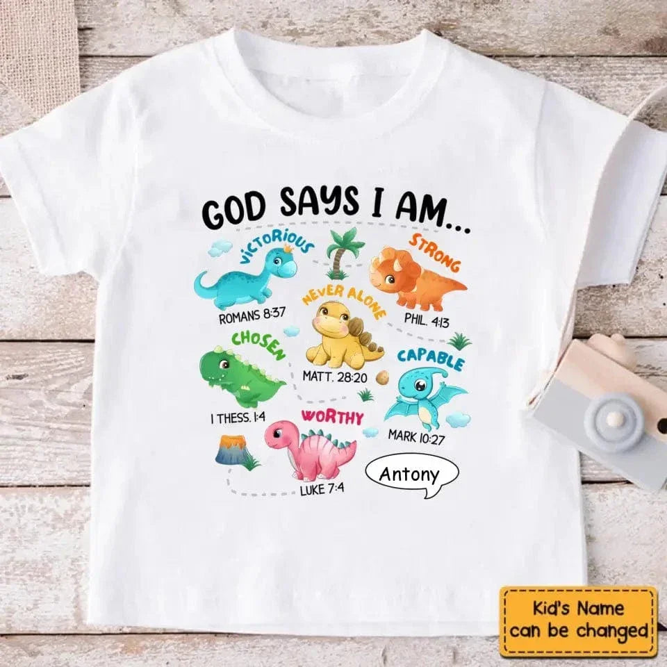 Gifts For Grandson Dinosaur God Say I Am ...T Shirt For Kids