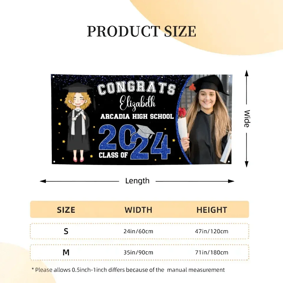 Glitter and Star Styles Congratulations Class Of 2024, Custom Photo - Joliny