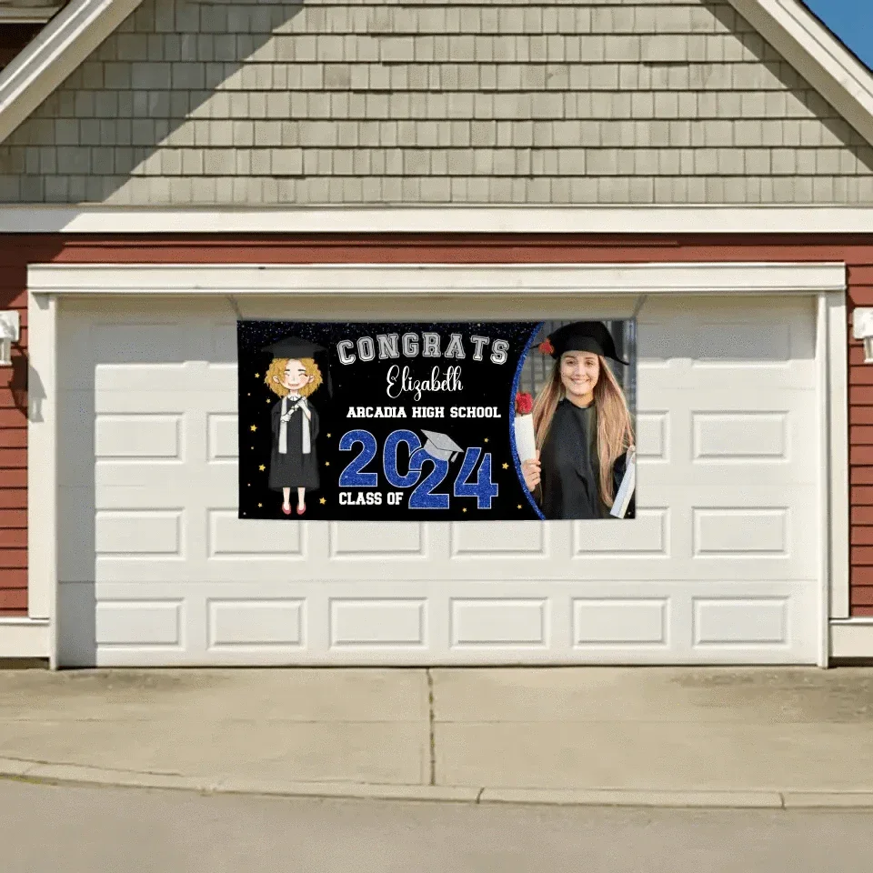 Glitter and Star Styles Congratulations Class Of 2024, Custom Photo - Joliny