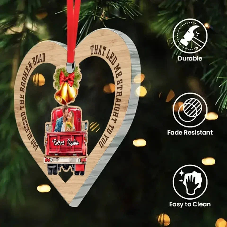 God Blessed the Broken Road that led me Straight to You - Personalized Couple Ornament - Joliny