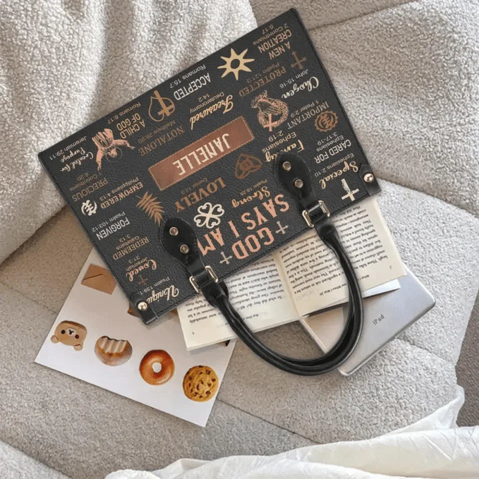 God Says I Am - Personalized Leather Bag - Joliny
