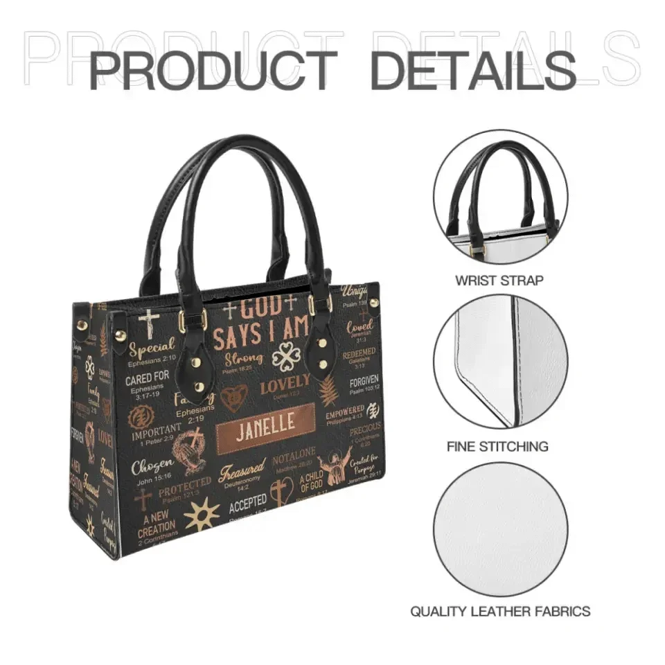 God Says I Am - Personalized Leather Bag - Joliny