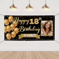 Golden Balloon Banner Sends Blessings, May Every Birthday Be As Bright As A Star - Joliny