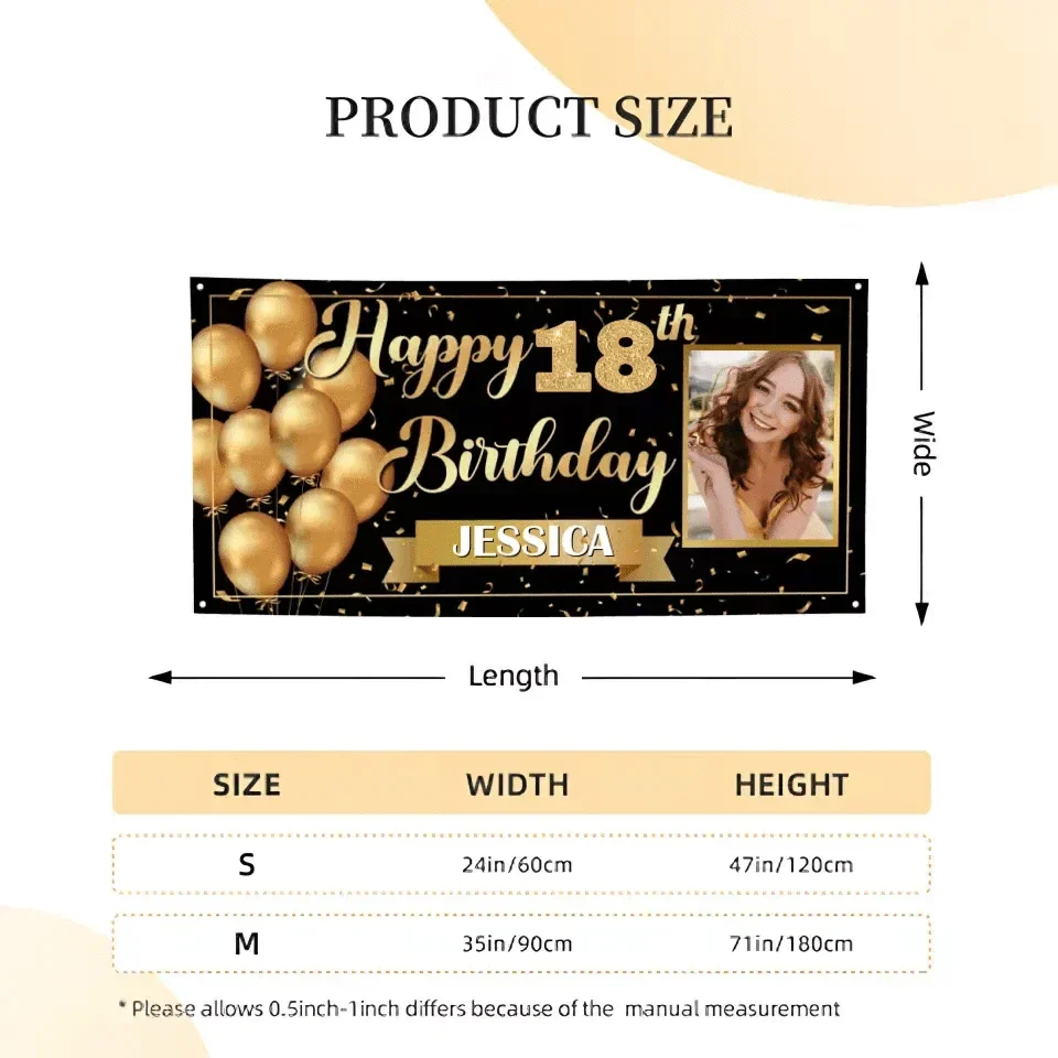 Golden Balloon Banner Sends Blessings, May Every Birthday Be As Bright As A Star - Joliny