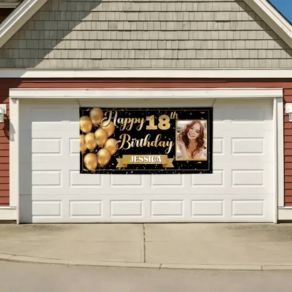 Golden Balloon Banner Sends Blessings, May Every Birthday Be As Bright As A Star - Joliny