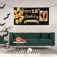 Golden Balloon Banner Sends Blessings, May Every Birthday Be As Bright As A Star - Joliny