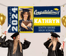 Graduation Banner 2024 Personalized - Your Own School Colors, Message - Joliny