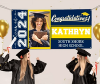Graduation Banner 2024 Personalized - Your Own School Colors, Message - Joliny