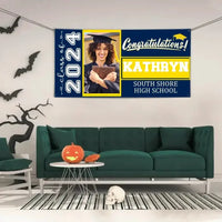 Graduation Banner 2024 Personalized - Your Own School Colors, Message - Joliny