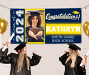 Graduation Banner 2024 Personalized - Your Own School Colors, Message - Joliny