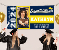 Graduation Banner 2024 Personalized - Your Own School Colors, Message - Joliny