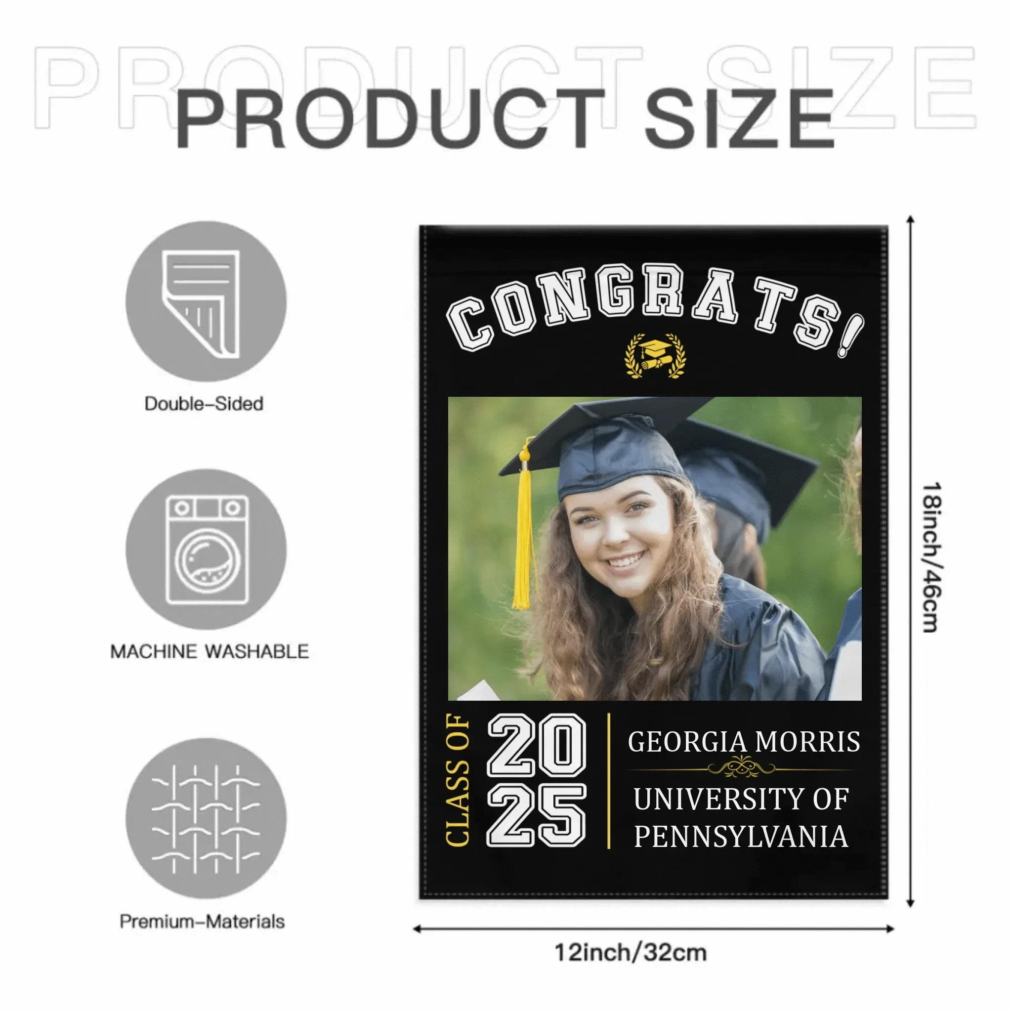 Graduation Celebration - Graduation Gift - Personalized Custom Photo Flag - Joliny