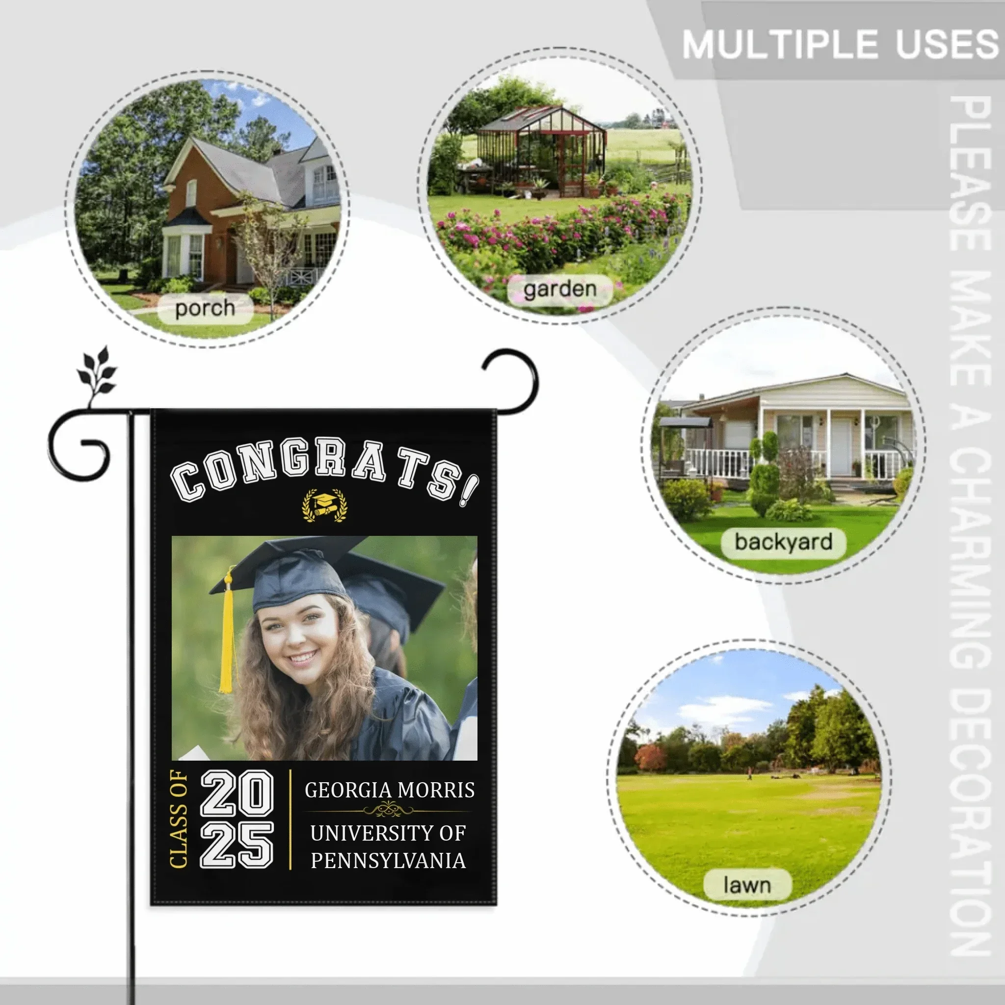Graduation Celebration - Graduation Gift - Personalized Custom Photo Flag - Joliny