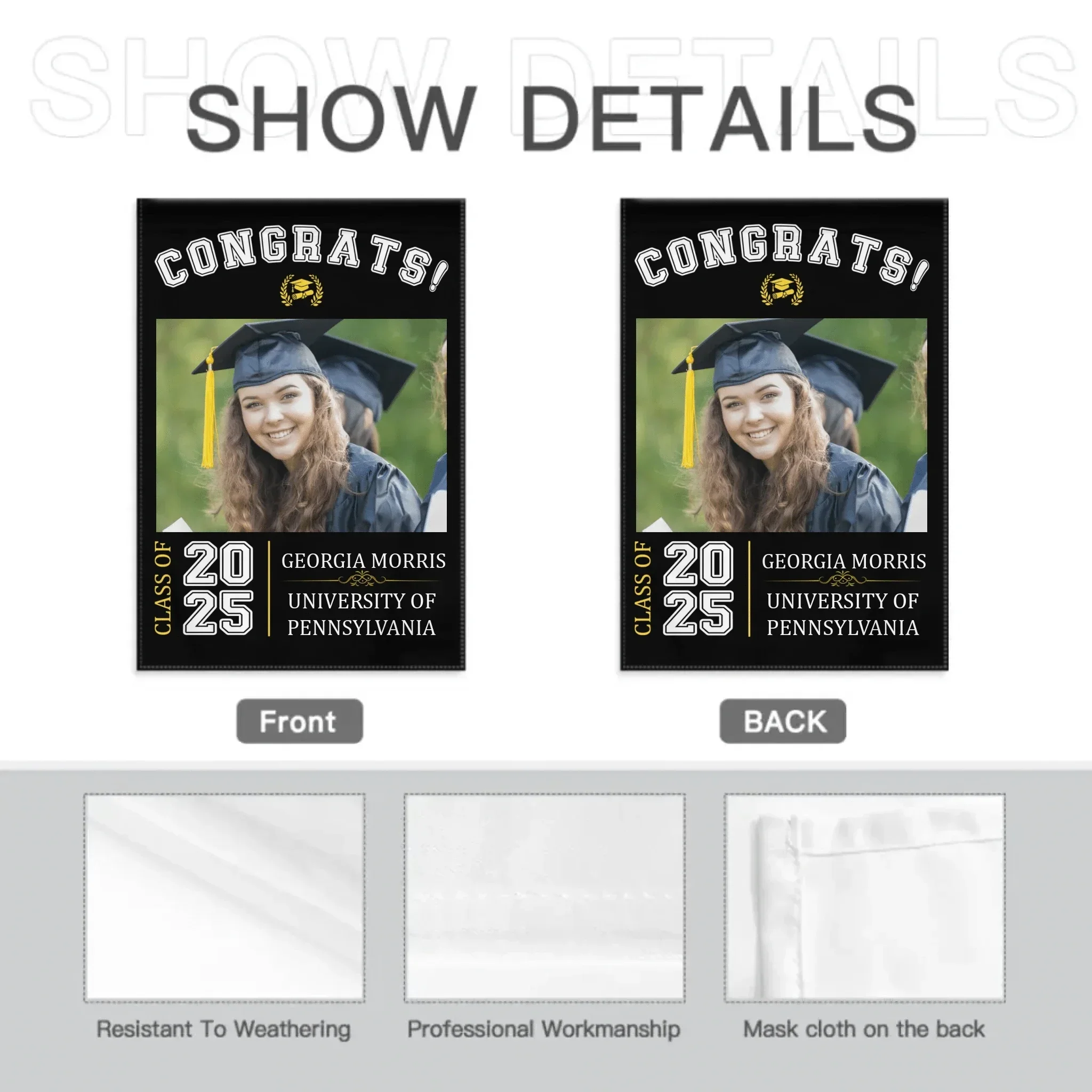 Graduation Celebration - Graduation Gift - Personalized Custom Photo Flag - Joliny