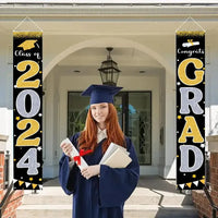 Graduation Decorations 2024 GRAD Flash Banner Porch Door Sign - Joliny