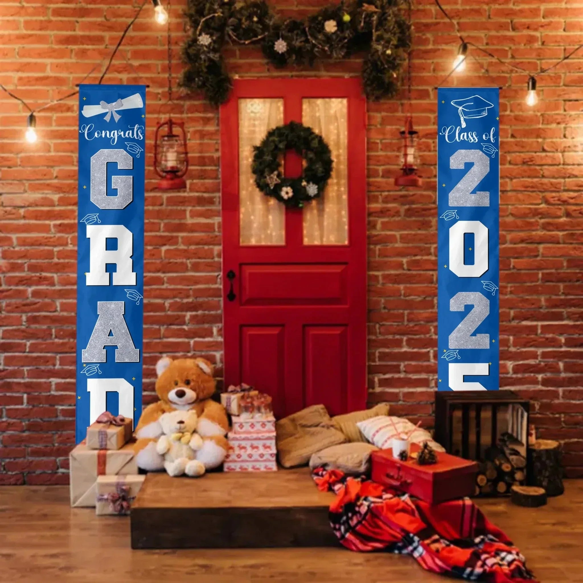 Graduation Decorations Silver 2025 Banner - for Class of 2025 - Graduates Party Supplies - Joliny