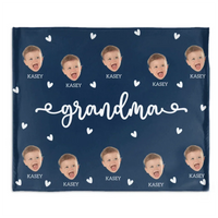Grandma Custom Kid Face - Personalized Photo Wearable Blanket - Joliny