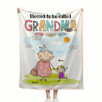 Grandma's Custom Blanket - Personalized title nicknames, names, and cartoon characters in a cozy blanket - A Gift For Grandma,Children,Family - Joliny