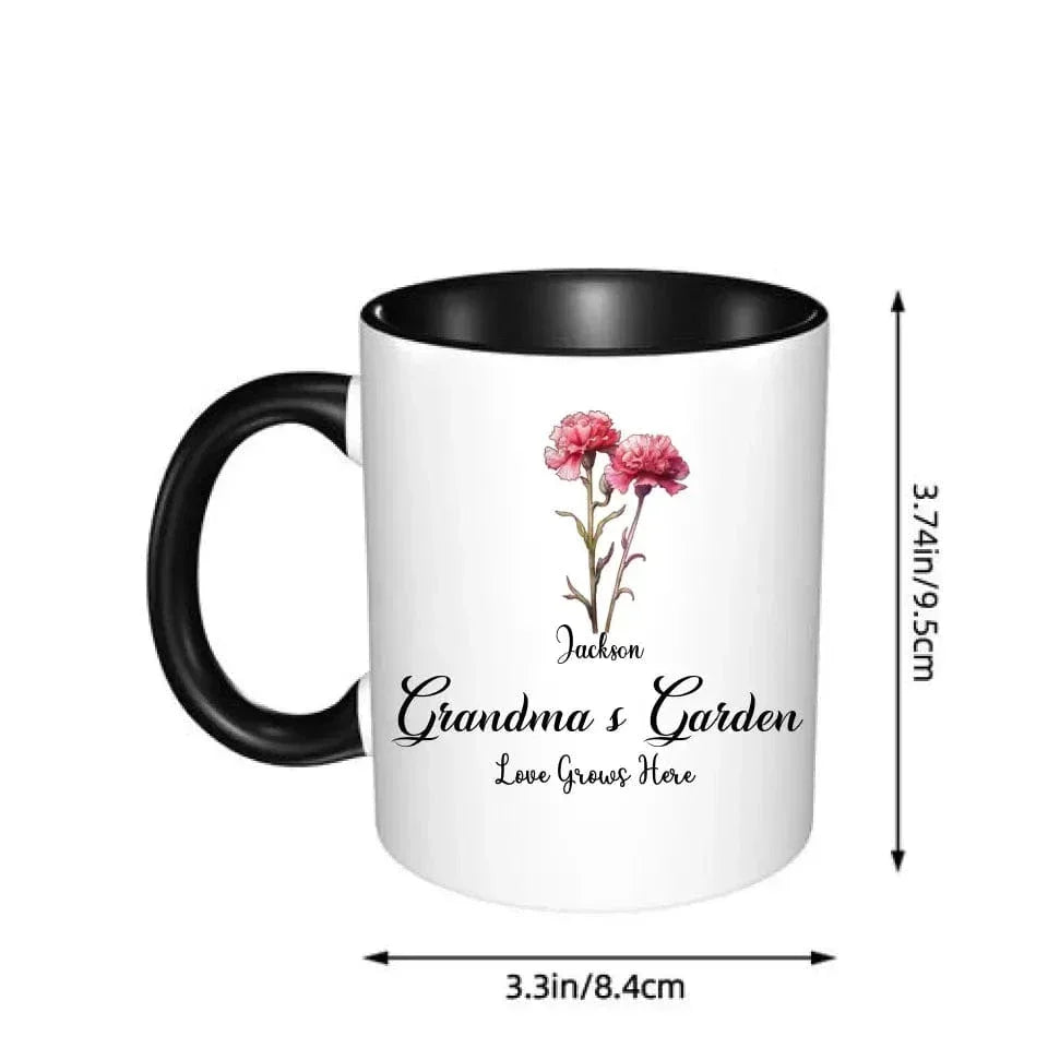 Grandma's Garden Birth Flowers - Personalized Accent Mug Gift For Grandma, Mommy - Joliny