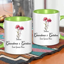 Grandma's Garden Birth Flowers - Personalized Accent Mug Gift For Grandma, Mommy - Joliny