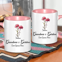 Grandma's Garden Birth Flowers - Personalized Accent Mug Gift For Grandma, Mommy - Joliny