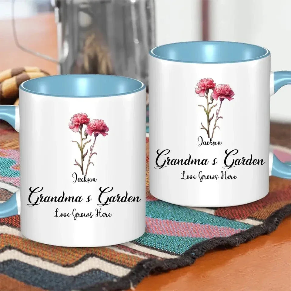 Grandma's Garden Birth Flowers - Personalized Accent Mug Gift For Grandma, Mommy - Joliny