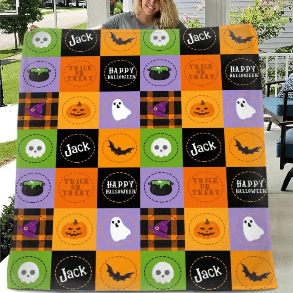 Halloween Night - Trick Or Treat Personalised Name Blanket - Gifts for Children,Friend