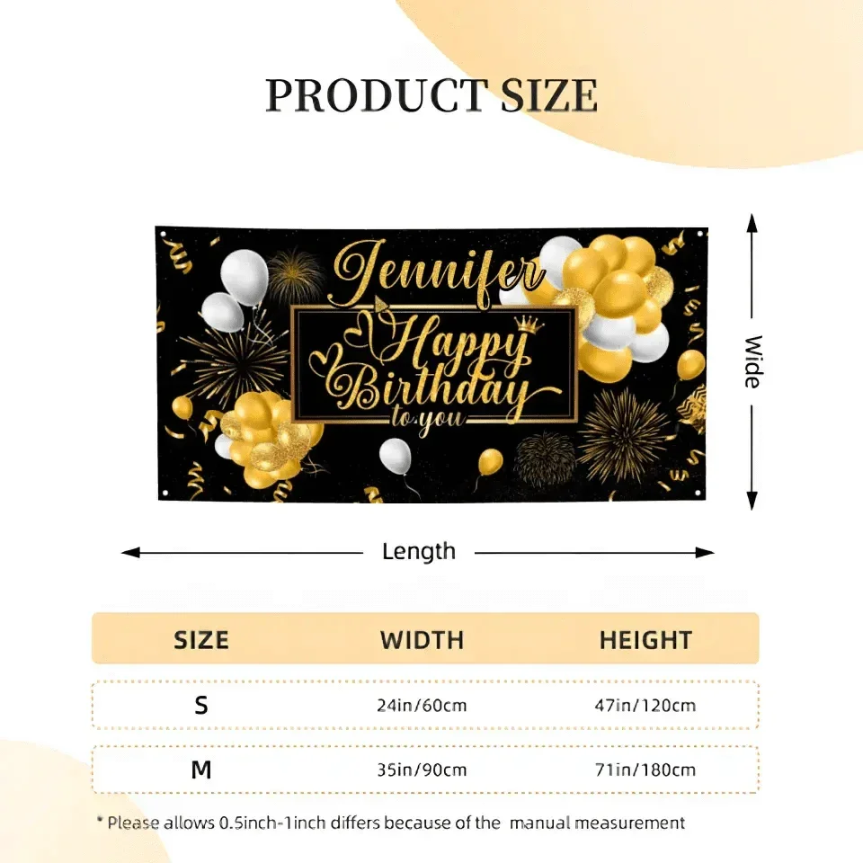 Happy Birthday Backdrop Banner - Personalised Party Banner - Gift For Birthday Person - Joliny