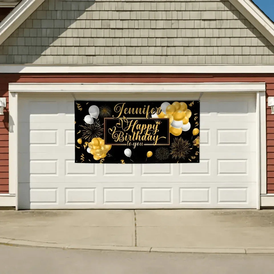 Happy Birthday Backdrop Banner - Personalised Party Banner - Gift For Birthday Person - Joliny