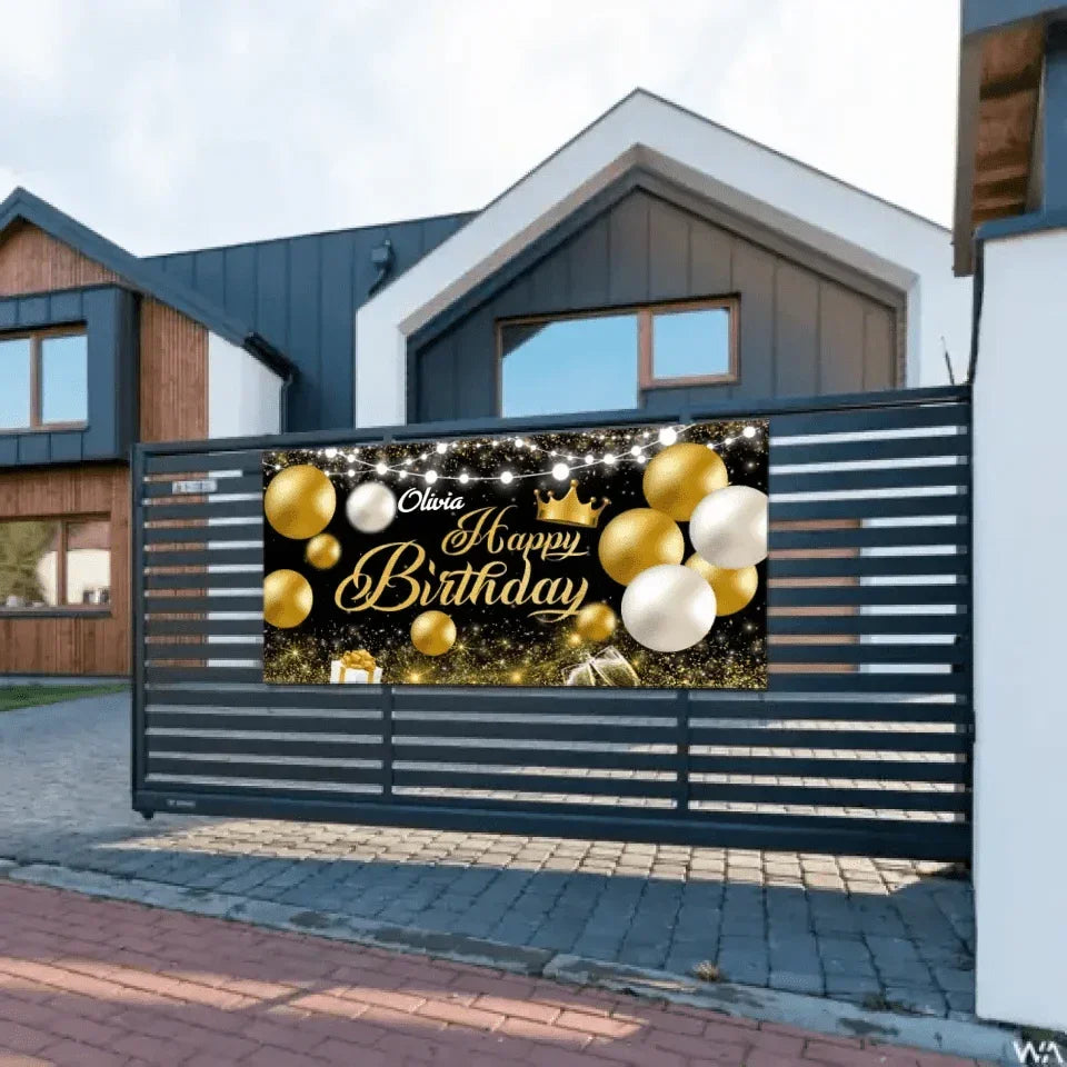 Happy Birthday Backdrop Banner - Personalised Party Banner - Gift For Birthday Person - Joliny