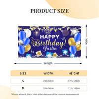 Happy Birthday Backdrop Banner - Personalised Party Banner - Gift For Birthday Person - Joliny
