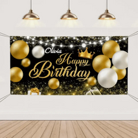 Happy Birthday Backdrop Banner - Personalised Party Banner - Gift For Birthday Person - Joliny
