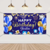 Happy Birthday Backdrop Banner - Personalised Party Banner - Gift For Birthday Person - Joliny