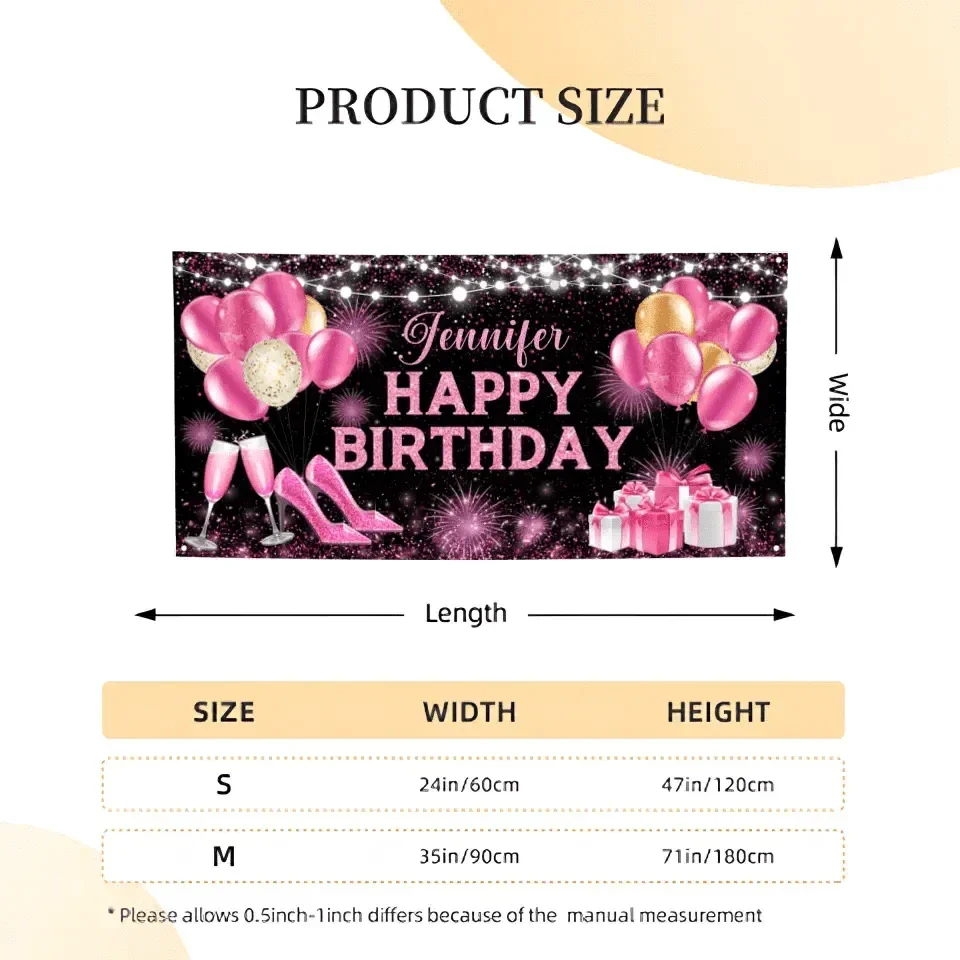 Happy Birthday - Personalised Firework Banner - Gift For Birthday Person,Party - Joliny