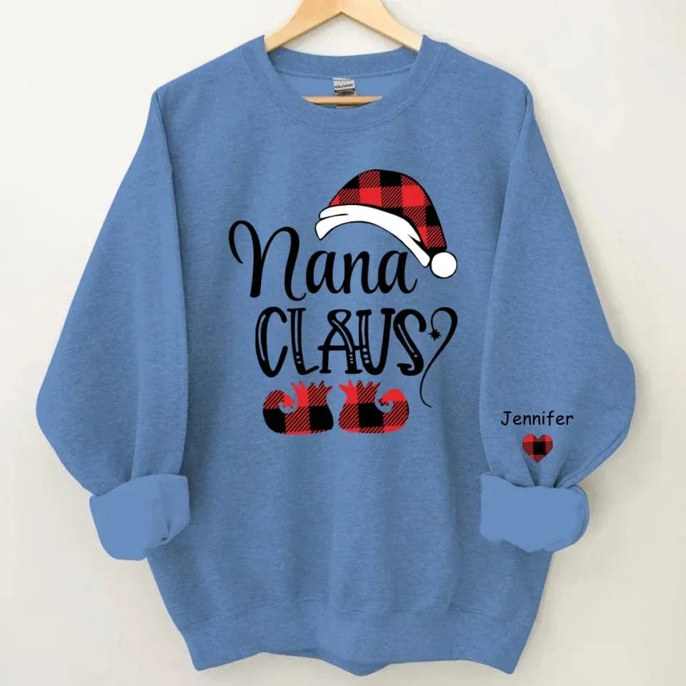 Happy Christmas - Personalised Nana Claus Christmas And Grandkids Sweatshirt - Gifts for Family - Joliny