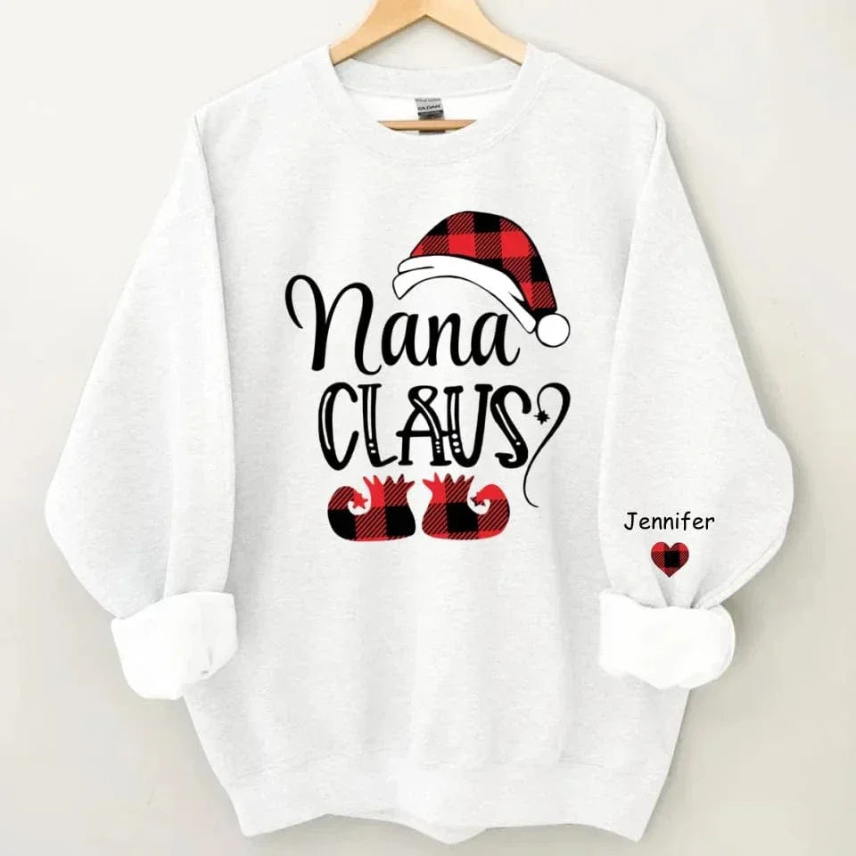 Happy Christmas - Personalised Nana Claus Christmas And Grandkids Sweatshirt - Gifts for Family