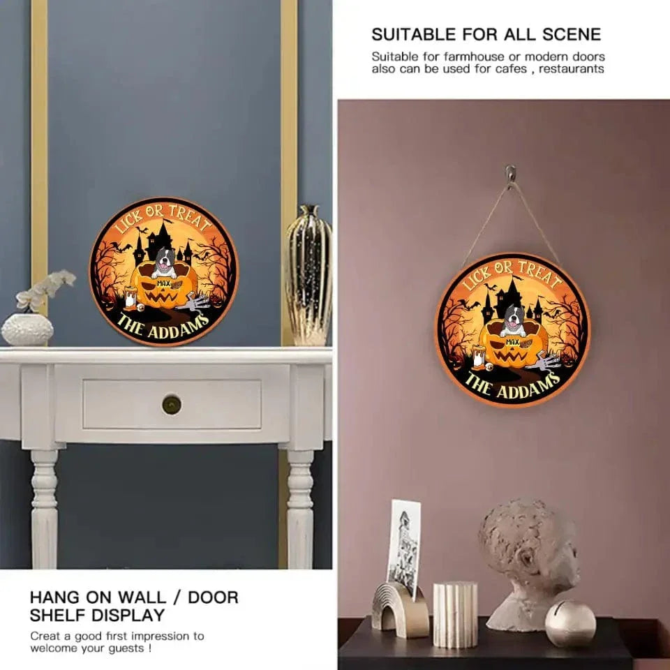 Happy Halloween - Lick Or Treat - Funny Personalized Door Sig - Joliny