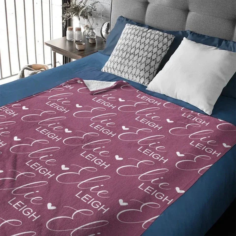 Heart Shaped Child Name Blanket Personalized Heart Shaped Blanket - Joliny