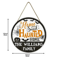 Home Sweet Haunted Home - Personalized Shaped Wood Sign, 2 Layers Sign - Gift For Family, Halloween Gift - Joliny