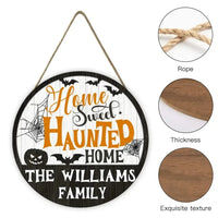 Home Sweet Haunted Home - Personalized Shaped Wood Sign, 2 Layers Sign - Gift For Family, Halloween Gift - Joliny