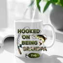 Hooked On Being Grandpa Fishing Camouflage Personalized Mug - Father's Day Gift For Grandpa, Dad, Husband - Joliny