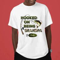 Hooked On Being Grandpa Fishing Camouflage Personalized Shirt - Father's Day, Gift For Dad, Grandpa, Husband - Joliny