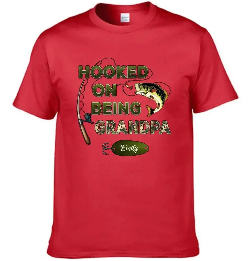 Hooked On Being Grandpa Fishing Camouflage Personalized Shirt - Father's Day, Gift For Dad, Grandpa, Husband - Joliny