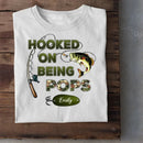 Hooked On Being Grandpa Fishing Camouflage Personalized Shirt, Father's Day Gift For Grandpa, Dad, Husband - Joliny