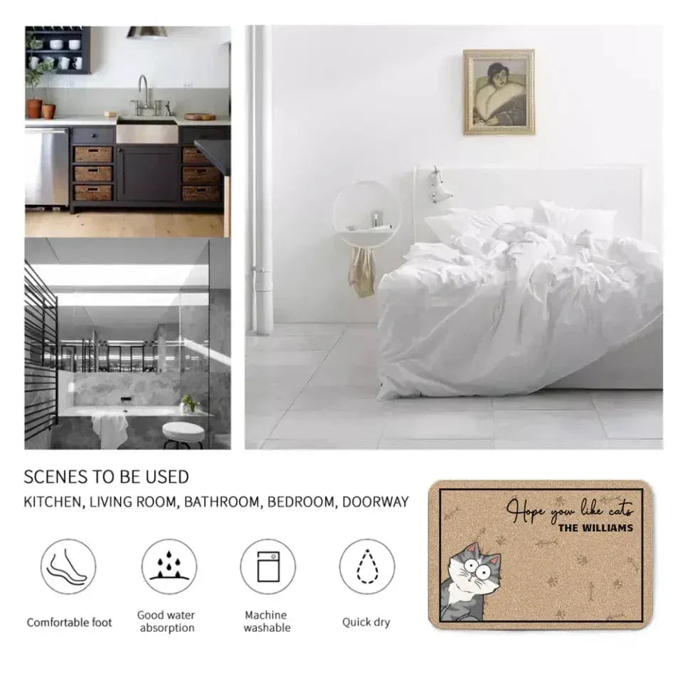Hope You Like Cats - Personalized Doormat - Joliny