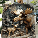 Hunting Theme Custom Blanket - Artistic Engraved Effect Blanket With Personalized Name - A Gift For Friend - Joliny