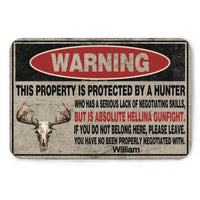 Hunting Themed Custom Mats - Hunting Fun Skull Deer Head Floor Mat With Personalized Name - Quirky Gifts For Friends - Joliny