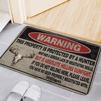 Hunting Themed Custom Mats - Hunting Fun Skull Deer Head Floor Mat With Personalized Name - Quirky Gifts For Friends - Joliny