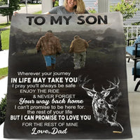 Hunting-themed Customized Blankets - Warm Text Personalized Flannel Blanket With Giver's And Recipient's Name Or Designation - Gifts Of Love For Son, Daughter, Family - Joliny